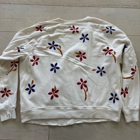 The Great college sweatshirt in washed white with western floral. Size 2 /M - Picture 8 of 11